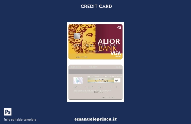 modello di carta di debito visto Polonia Alior Bank in stile verificato